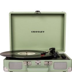 Crosley CR8005F-MT Cruiser Plus Vintage 3-Speed Bluetooth in/Out Suitcase Vinyl Record Player Turntable, Mint