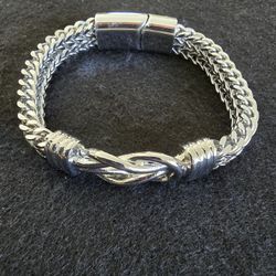 Stainless Steel Double Row Buckle Bracelet 