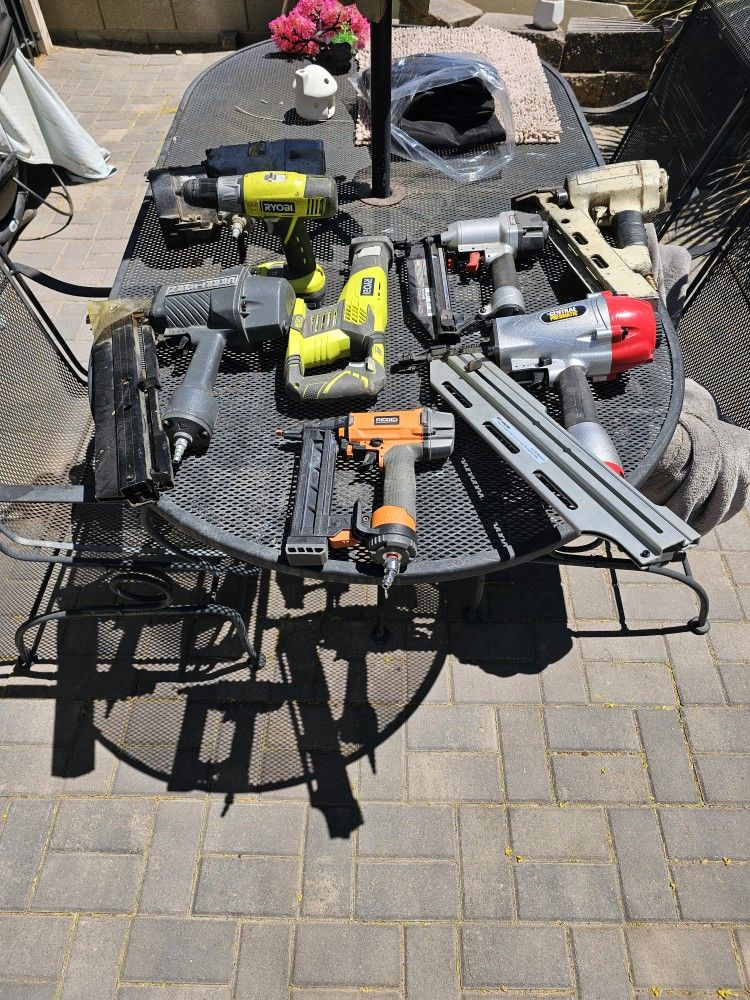 Nail Guns And Ryobi Drill And Sawzall