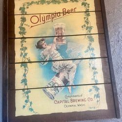 Olympia Beer Wooden old plaque  Vintage