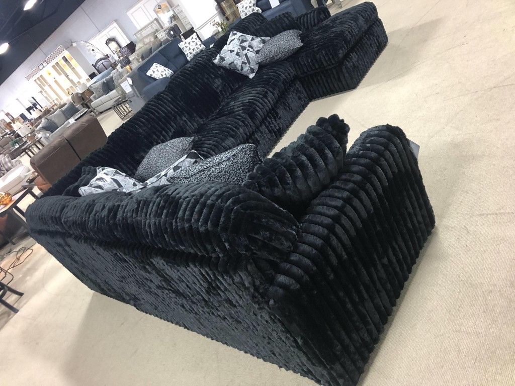 Black Color Corduroy Sectional Couch W Chaise Set 🌟Ask For Payment Plan