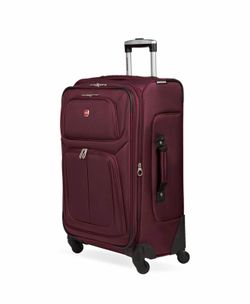 SWISSGEAR Sion Softside Expandable Spinner Luggage Durable Lightweight Travel Suitcase, Merlot, Checked-Medium