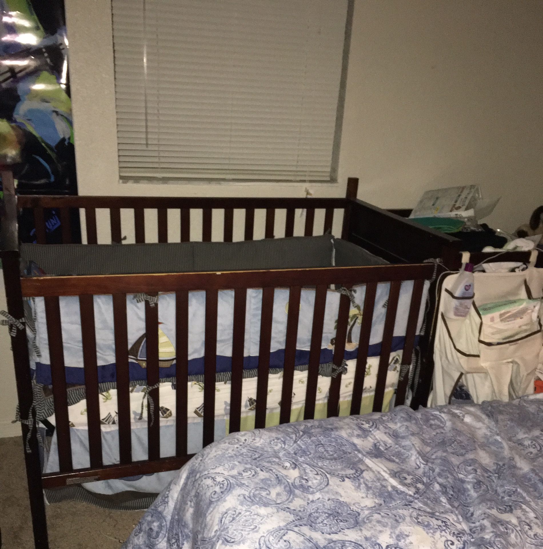 Cherry Wood Crib with changing table
