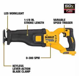 DeWALT FLEXVOLT 60V MAX Cordless Brushless Reciprocating Saw (Tool Only)