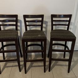 Ladder Back Bar Stools Dark Brown Wood