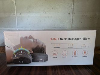 3-in-1 neck massager pillow designed for cervical traction, featuring heat and vibration functions.