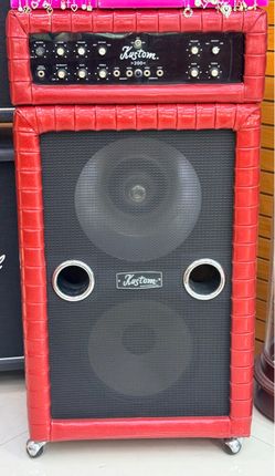 1971 Vintage Kustom K200B-2 Red Sparkle Tuck & Roll Amp Stack 2x15 Jensen Speakers