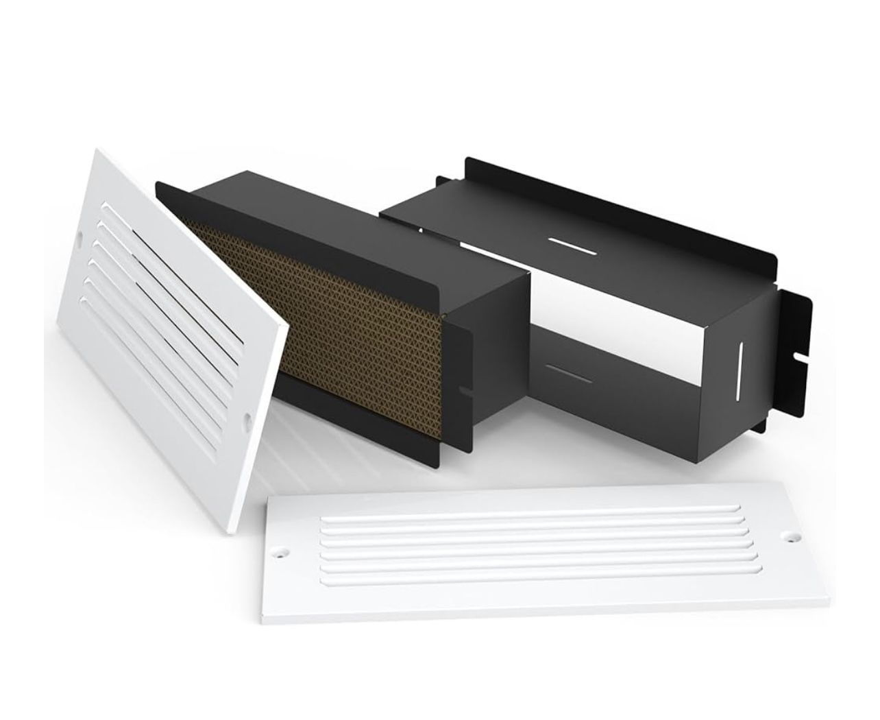 Wall Return Air Pathway Kit with Eco-Friendly PP Filter and Aluminum Grille (12"x 4" Retrofit), Upgraded Fins, Odor Free, Durable, Matte White Zone Ai