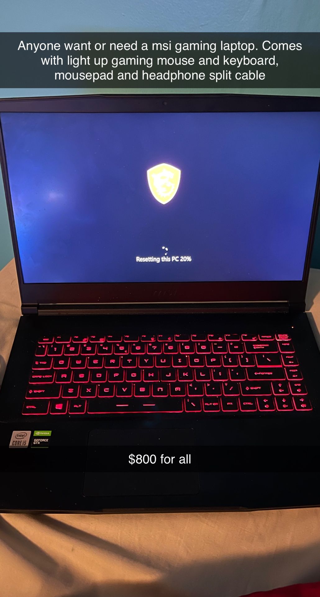 Msi Gaining Laptop, Mouse, Keyboard And Mouse Pad