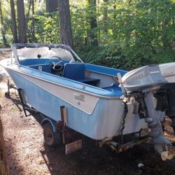 1977 Skagit 16  Vintage Fiberglass Boat With 2 Motors 