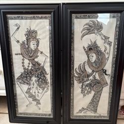 Set of 2 Designs ~ Batuan Bali ~ Balinese Dancers ~ Professionally Framed