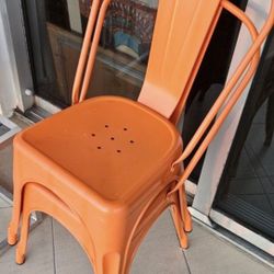 Orange Inside Or Outside Stackable Dining Chairs