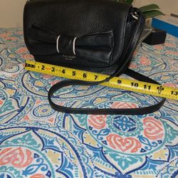 Kate Spade Black Leather Bow Ribbon Crossbody Bag VINTAGE 9x6