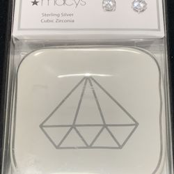 Macy’s Sterling Silver Earrings Cubic Zirconia Studs