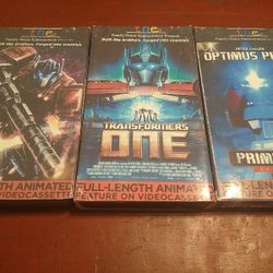 Transformers VHS Lot Transformers One, Prime Wars Trilogy, And War For Cybertron Trilogy VHS Lot