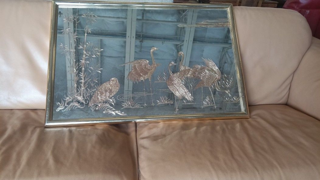 Oriental Etched Mirror Frame