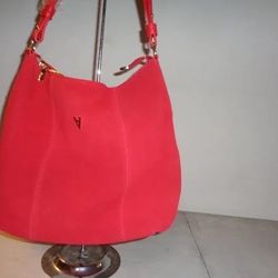 Vanessa Williams Red Hobo Lush Suede Handbag Purse Collection BRAND NEW