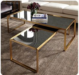 Gold Frame antique Glass Nesting Coffee Table