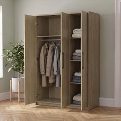 🚪 New Three-Door Wardrobe Cabinet — Hanging Space & Open Shelves