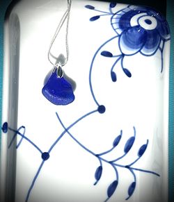 Cobalt Blue Sea Glass On Sterling Silver Necklace 