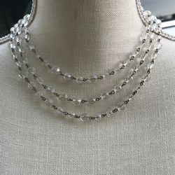 Vintage Inspired Triple Strand Crystal Necklace