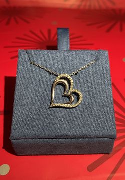 Kay Jewelers / Jewelry Sterling Silver 925 / Double Heart pendant / charm with real diamonds necklace