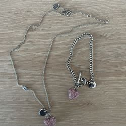 Juicy Couture Heart Pendant Necklace And Bracelet