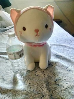 Large White and Pink Cat Plush Stuffed Animal