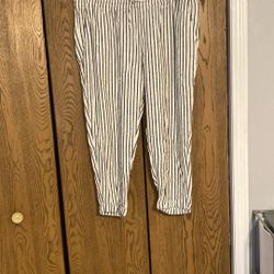 Black and white striped summer pants