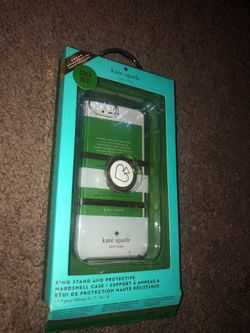 kate spade New York Ring Stand/Case for iPhone 8/7 Plus -Clear/White/Gold Stripe