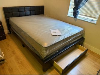 NEW BED FRAME QUEEN SIZE WITH MATTRESS AND BOX SPRING