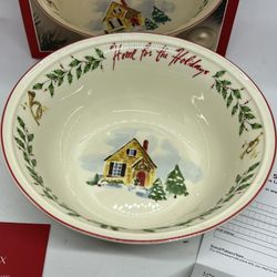 LENOX  8” Holiday Inspirations Home For The Holidays Decorative Bowl Christmas
