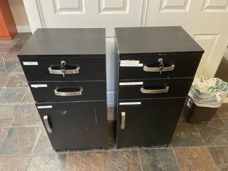 Small black locking filing cabinets—3x