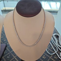 925 Silver MOISSANITE VVS 3MM 18 INCHES NECKLESS 14.40 CTS