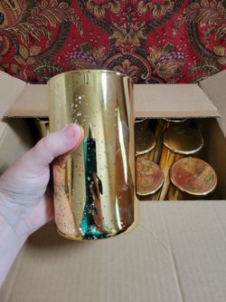 12 Gold Mercury Glass Vases