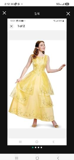 Belle Ball Gown Prestige Disney Beauty Beast Fancy Dress Halloween Adult Costume xl size 18 -20 years
