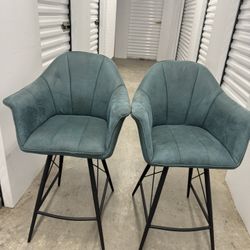 2 Bar Stools. Greenish, 