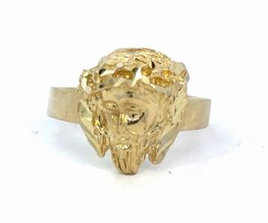 Men’s 10k Yellow Gold Jesus Face Ring Size 9 GP3125538