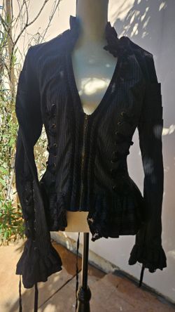 Black Gothic Corset-Style Zip Jacket