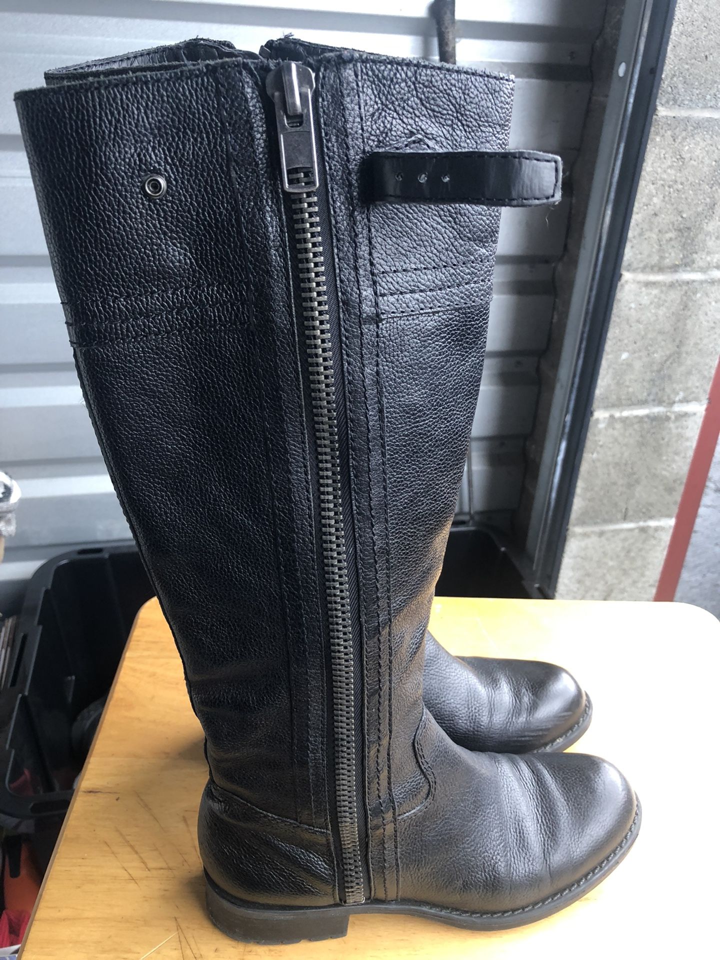 Franco Sarto Panko Women’s Black Leather Zip Knee High Boots Size 7M