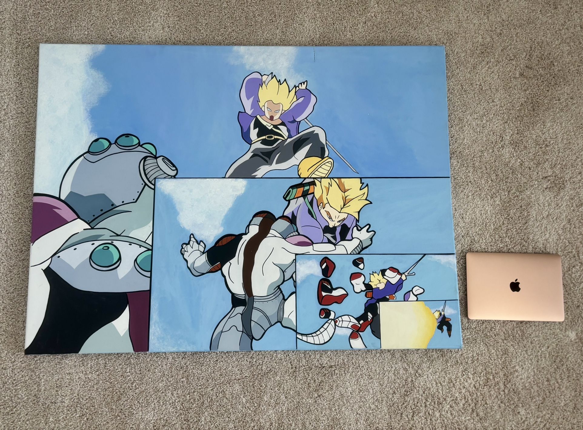 2 Paintings!! DBZ Artwork: Trunks vs Frieza + Red Eyes