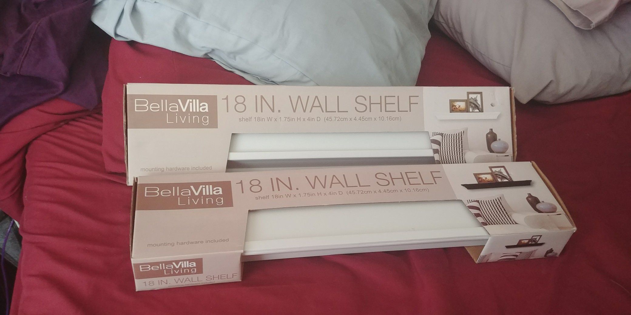 2 18 in. white wall shelves