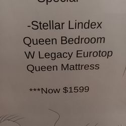 *Manager's Special!!!*---Floor Model Lindex Queen Bedroom Sets W/Resort Edition Mattress---Only $1599!!!---Delivery/$5 Down Financing😎