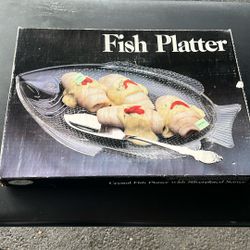 Vintage Glass Platter With Silver Server