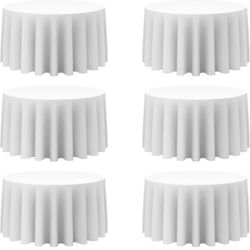 NEW OPEN BOX 6 Packs White Round Circle Tablecloths 120" For Wedding Reception Banquet & Restaurant