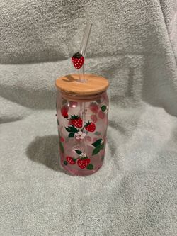 strawberry glass cup