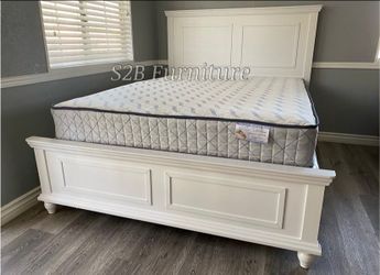 California King Size White Alina Bed With orthopedic mattress included