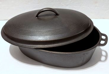 RARE VTG Wagner Ware Sidney O Drip Drop Cast Iron Oval Roaster 1285 w/ Lid