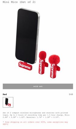 Supreme Mini Mics Set of 2 FW26 Red Microphone FW26A116 ***NO TRADES*** ***NOT IN HAND YET***