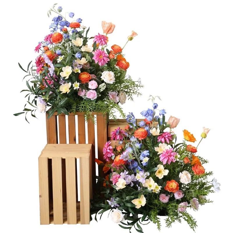Floor Floral Artificial Flower Row Arrangement